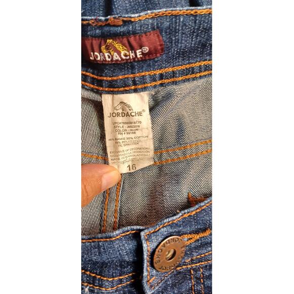 Jordache Women's 16 Bootcut Jeans Embroidered Pockets Dark Wash Stretchy Denim - Picture 5 of 6